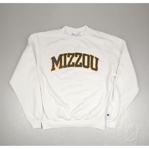Champion Missouri Tigers Sweatshirt Mens Medium White Crewneck Y2k Pullover